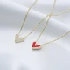 Heart Double Sided Red Enamel CZ 925 Silver Necklace Heart Double Sided Red Enamel CZ 925 Silver Necklace