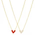 Heart Double Sided Red Enamel CZ 925 Silver Necklace