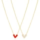 Heart Double Sided Red Enamel CZ 925 Silver Necklace Heart Double Sided Red Enamel CZ 925 Silver Necklace
