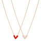 Heart Double Sided Red Enamel CZ 925 Silver Necklace Heart Double Sided Red Enamel CZ 925 Silver Necklace