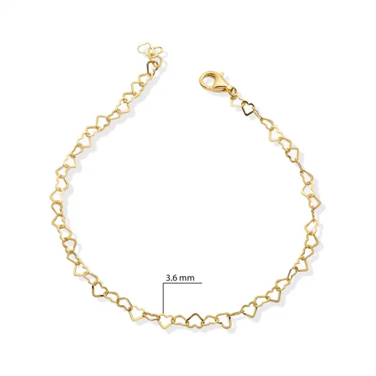 Heart Link Anklet in 925 Sterling Silver