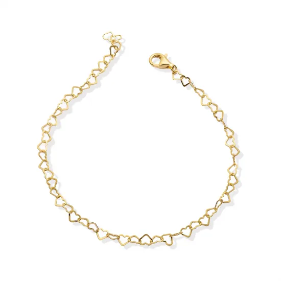 Heart Link Anklet in 925 Sterling Silver