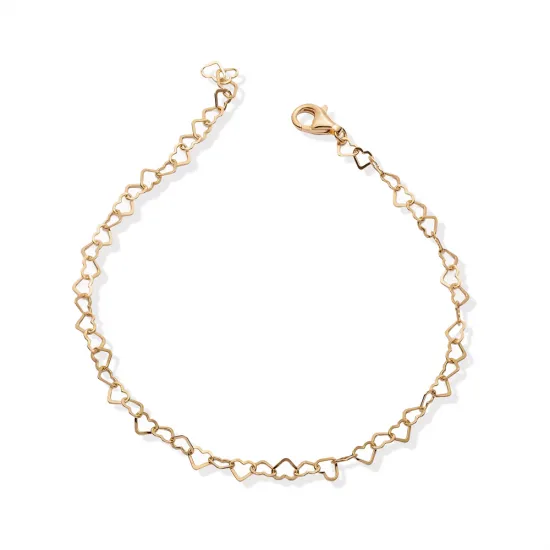 Heart Link Anklet in 925 Sterling Silver