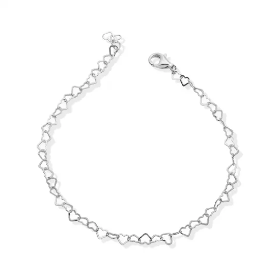 Heart Link Anklet in 925 Sterling Silver