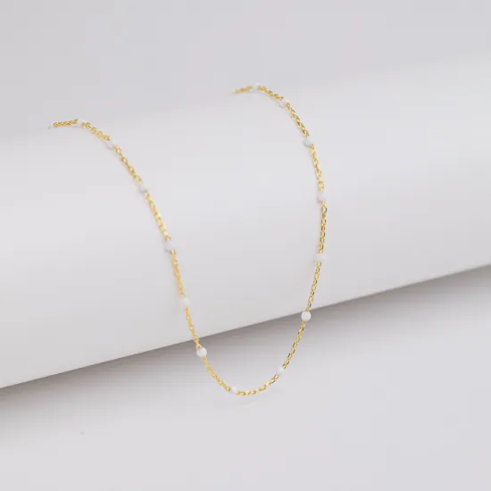 White Color Enamel Chain 925 Sterling Silver Necklace White Color Enamel Chain 925 Sterling Silver Necklace