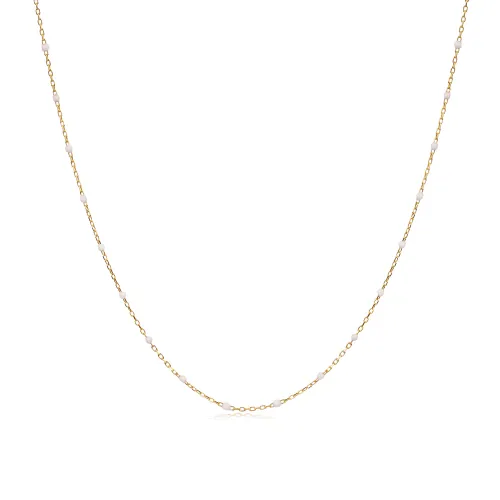 White Color Enamel Chain 925 Sterling Silver Necklace