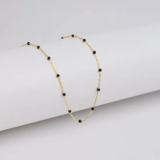 Black Color Enamel Chain 925 Sterling Silver Necklace Black Color Enamel Chain 925 Sterling Silver Necklace