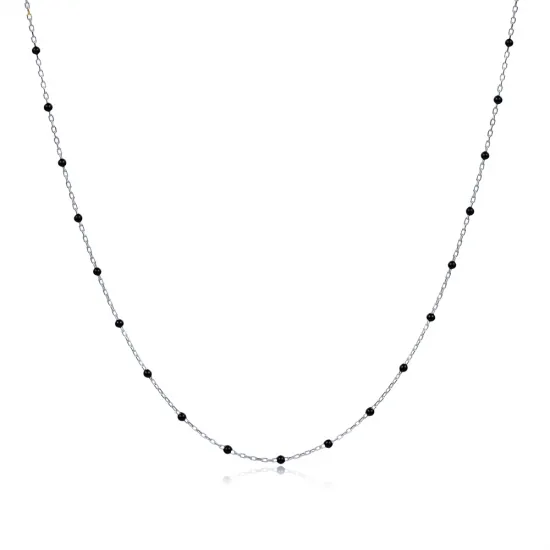Black Color Enamel Chain 925 Sterling Silver Necklace Black Color Enamel Chain 925 Sterling Silver Necklace