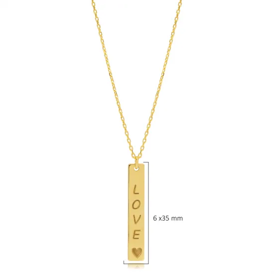 Long Bar Love Message Charm Necklace Long Bar Love Message Charm Necklace