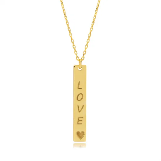 Long Bar Love Message Charm Necklace Long Bar Love Message Charm Necklace