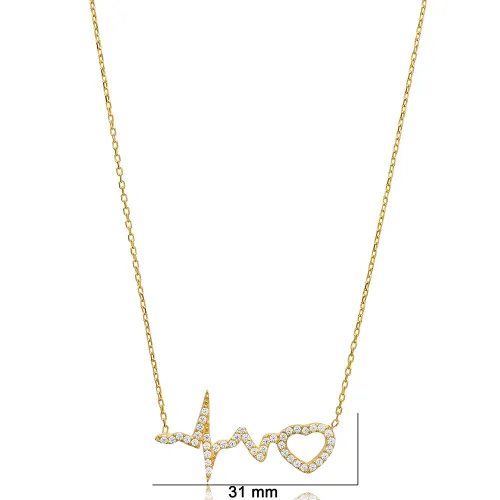 Heart And Heartbeat 925 Sterling Silver Necklace