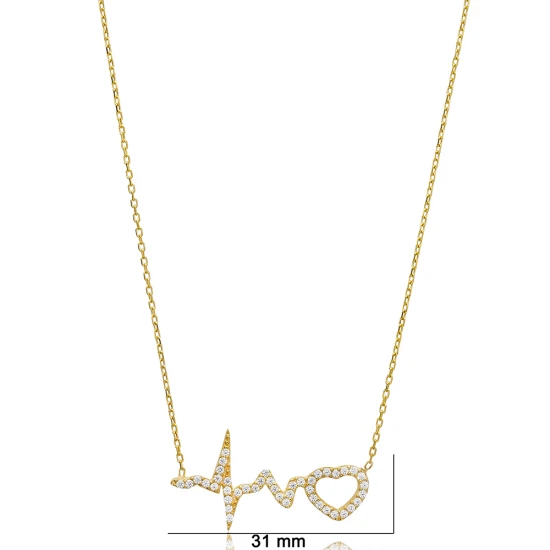 Heart And Heartbeat 925 Sterling Silver Necklace