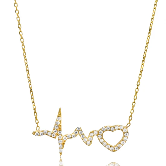 Heart And Heartbeat 925 Sterling Silver Necklace