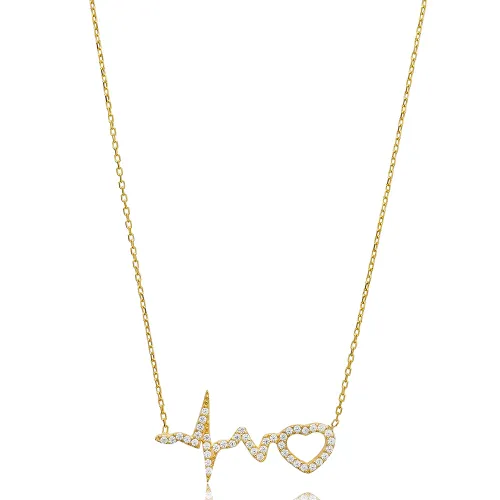 Heart And Heartbeat 925 Sterling Silver Necklace