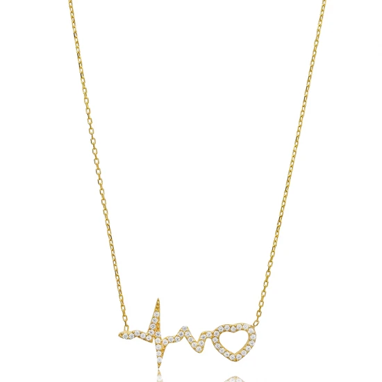 Heart And Heartbeat 925 Sterling Silver Necklace