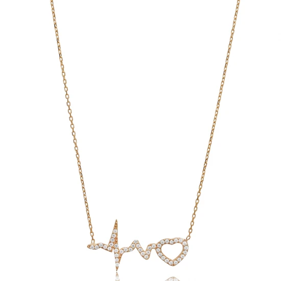 Heart And Heartbeat 925 Sterling Silver Necklace