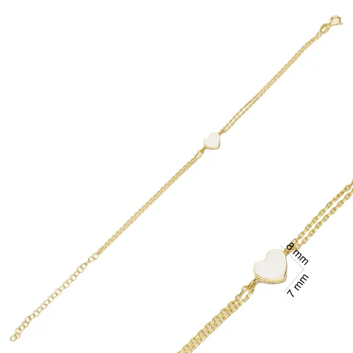 Enamel Dainty Heart 925 Sterling Silver Bracelet