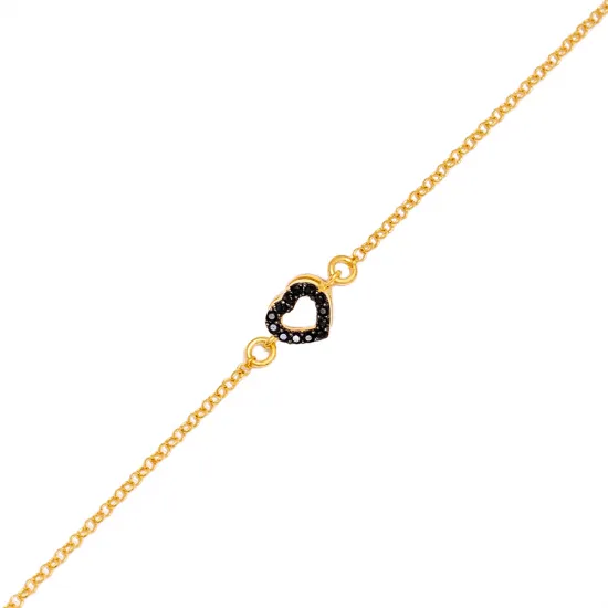 New Arrival Black CZ Heart 925 Sterling Silver Bracelet