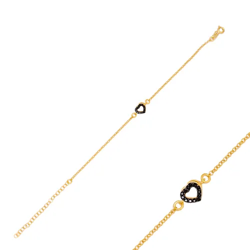 New Arrival Black CZ Heart 925 Sterling Silver Bracelet