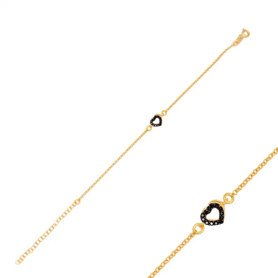 New Arrival Black CZ Heart 925 Sterling Silver Bracelet