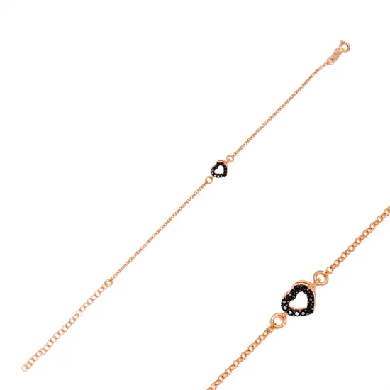 New Arrival Black CZ Heart 925 Sterling Silver Bracelet