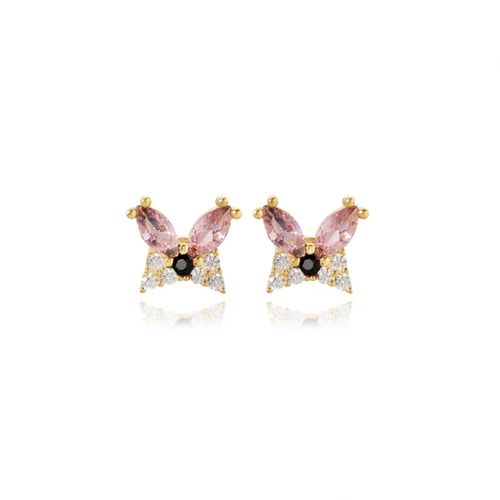 Tiny Butterfly Pink CZ 925 Sterling Silver Earrings Tiny Butterfly Pink CZ 925 Sterling Silver Earrings