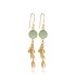 Aqua Green Round Gold Bezel Hook 925 Silver Earrings
