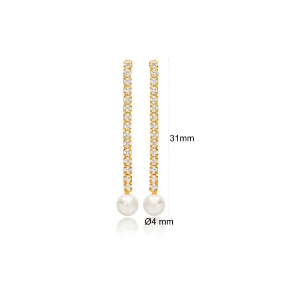 CZ Peral Long 925 Sterling Silver Earrings CZ Peral Long 925 Sterling Silver Earrings