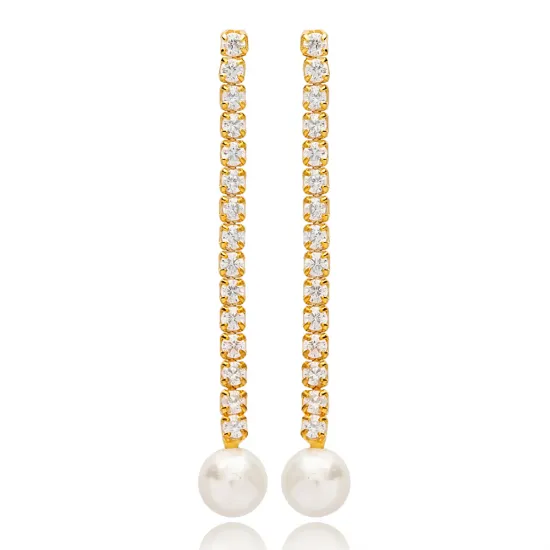 CZ Peral Long 925 Sterling Silver Earrings CZ Peral Long 925 Sterling Silver Earrings