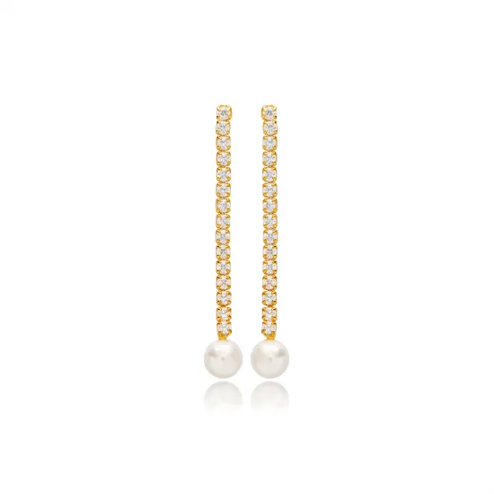 CZ Peral Long 925 Sterling Silver Earrings CZ Peral Long 925 Sterling Silver Earrings