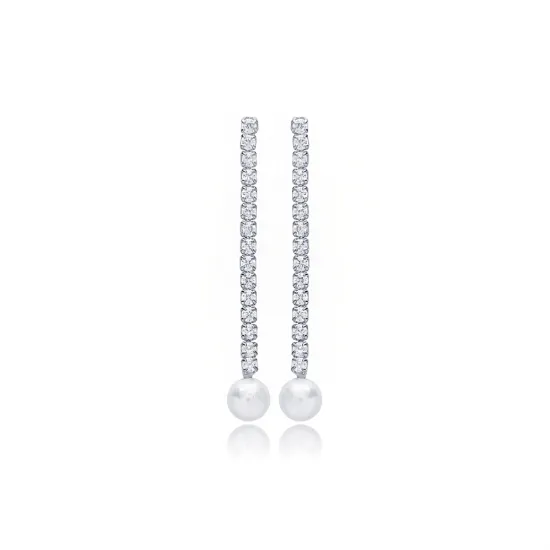 CZ Peral Long 925 Sterling Silver Earrings CZ Peral Long 925 Sterling Silver Earrings
