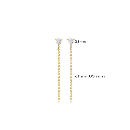 Round Cut Zircon Ball Chain Long Earrings Round Cut Zircon Ball Chain Long Earrings