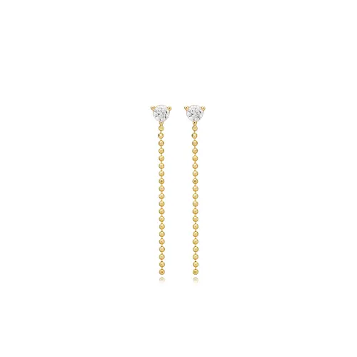 Round Cut Zircon Ball Chain Long Earrings