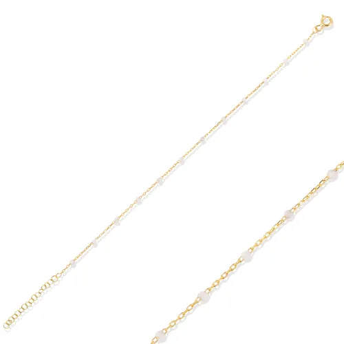 White Color Enamel Chain 925 Sterling Silver Bracelet
