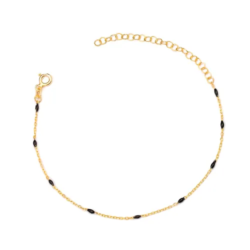 Black Enamel Chain 925 Sterling Silver Anklet
