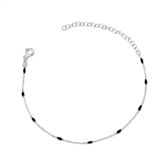 Black Enamel Chain 925 Sterling Silver Anklet