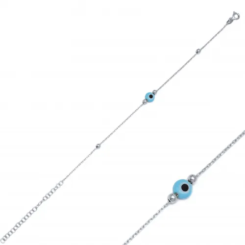 Tiny Evil Eye Thin 925 Sterling Silver Bracelet