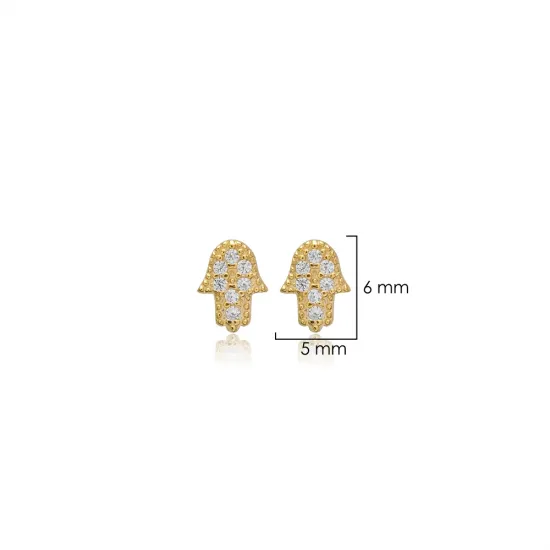 Hamsa Minimalist 925 Sterling Silver Earrings