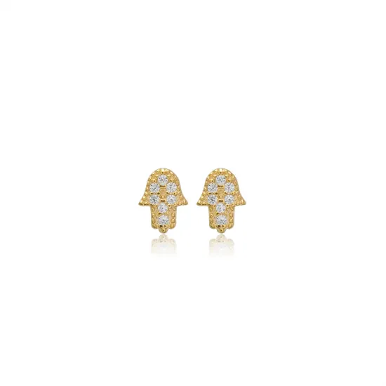 Hamsa Minimalist 925 Sterling Silver Earrings