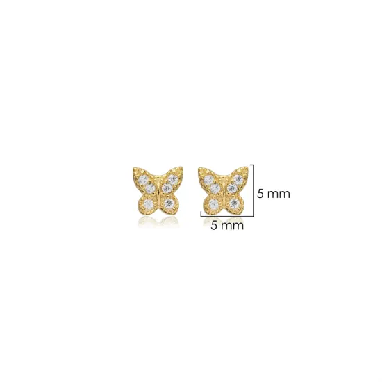 Tiny Butterfly CZ 925 Sterling Silver Earrings