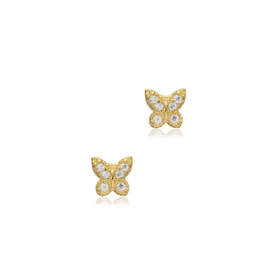 Tiny Butterfly CZ 925 Sterling Silver Earrings