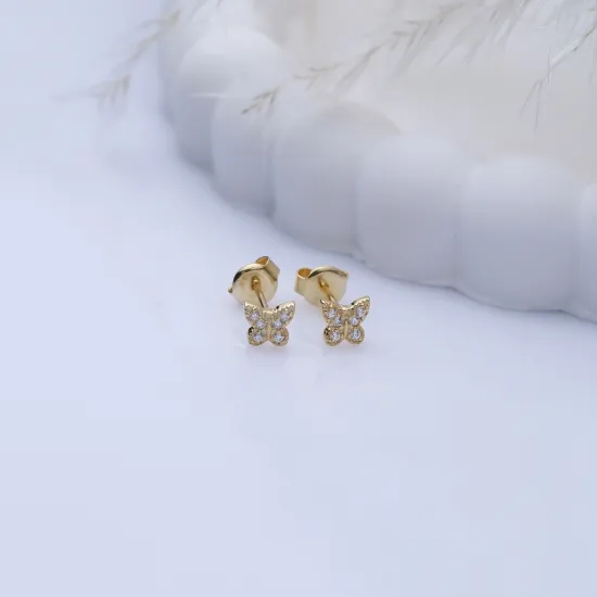Tiny Butterfly CZ 925 Sterling Silver Earrings