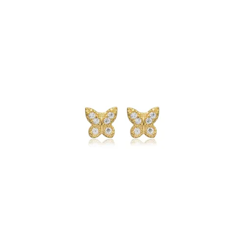 Tiny Butterfly CZ Stone 925 Stud Earrings