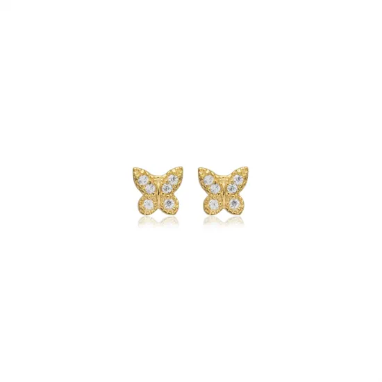 Tiny Butterfly CZ 925 Sterling Silver Earrings