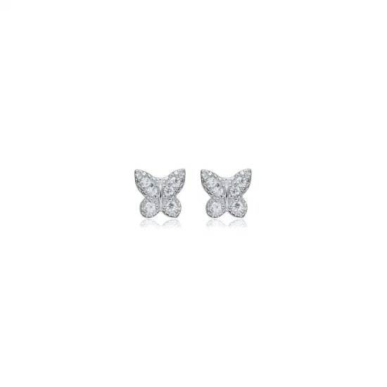 Tiny Butterfly CZ 925 Sterling Silver Earrings