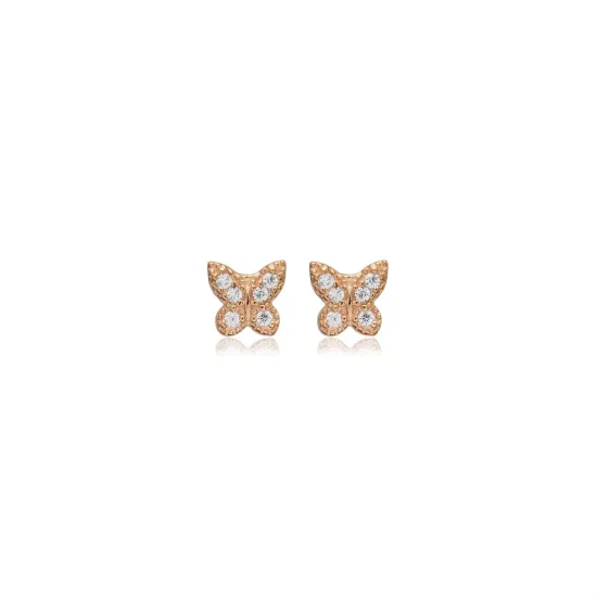 Tiny Butterfly CZ 925 Sterling Silver Earrings