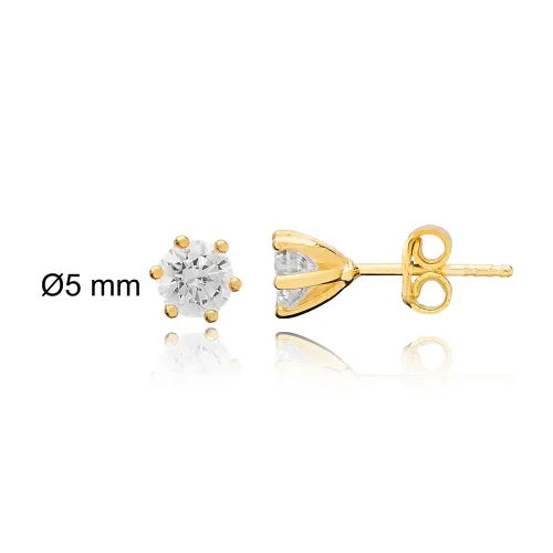 Round Six Claw CZ Sterling Silver Earrings