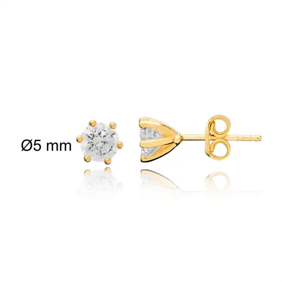Round Six Claw CZ Sterling Silver Earrings