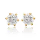 Round Six Claw CZ Sterling Silver Earrings