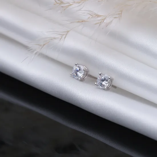CZ 5mm Round 925 Sterling Silver Earrings